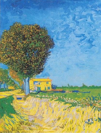 Vincent Van Gogh Avenue at Arles with houses oil painting image